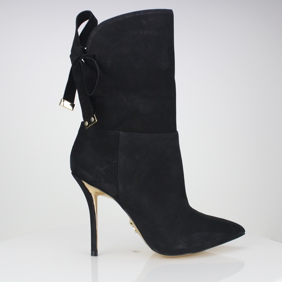 JADE Brazilian suede black boots w/ lace up straps - Picture 2 of 5